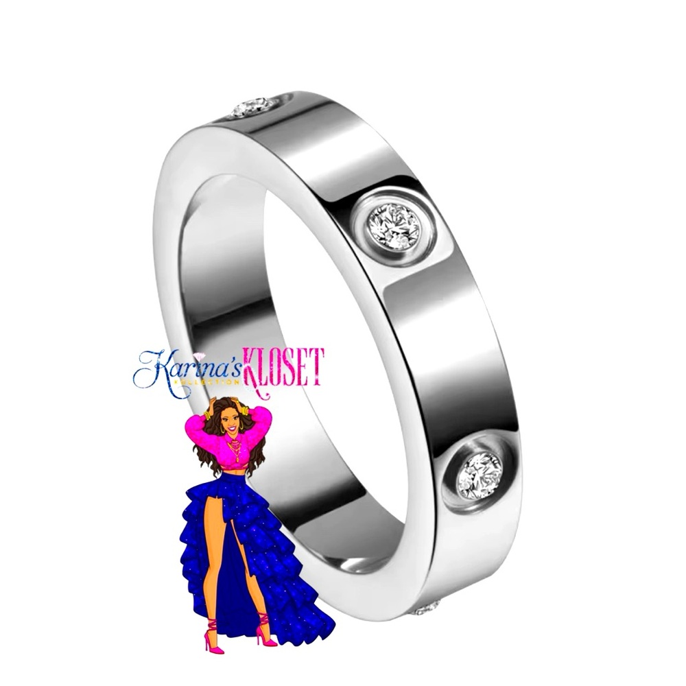Love Ring, White-Gold Filled with Crystals Classic Model Eternity Band